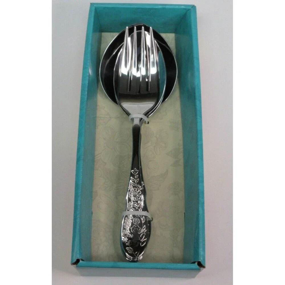 Pioneer Woman Mazie Serve Utensils 4Pc Hostess Set Silver Serving Spoons Fork